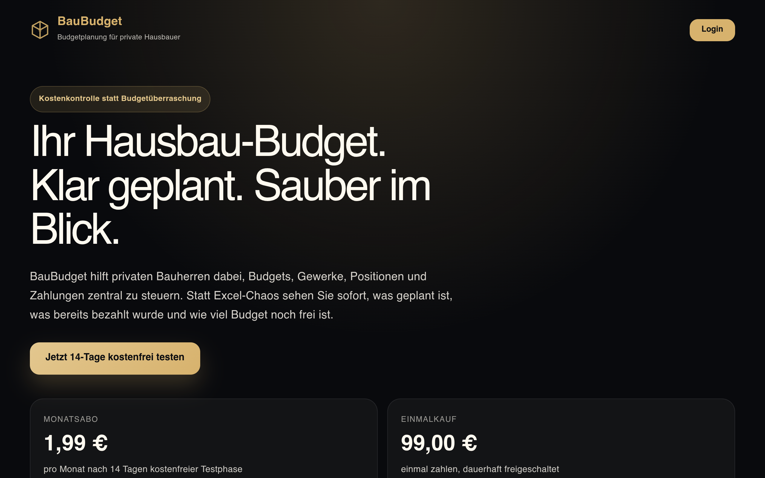 BauBudget Live-Ansicht